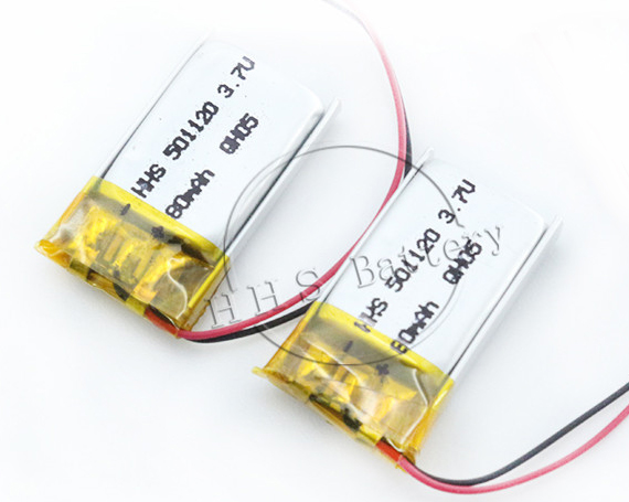Small lipo battery 80mah 501120 3.7v long cycle life lithium rechargeable batterie for biuetooth
