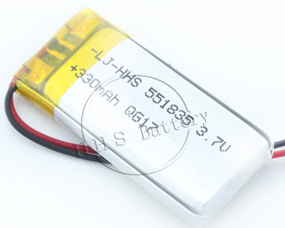 Original 551835 3.7V 330mAh rechargeable lipo ion battery for intelligent bracelet